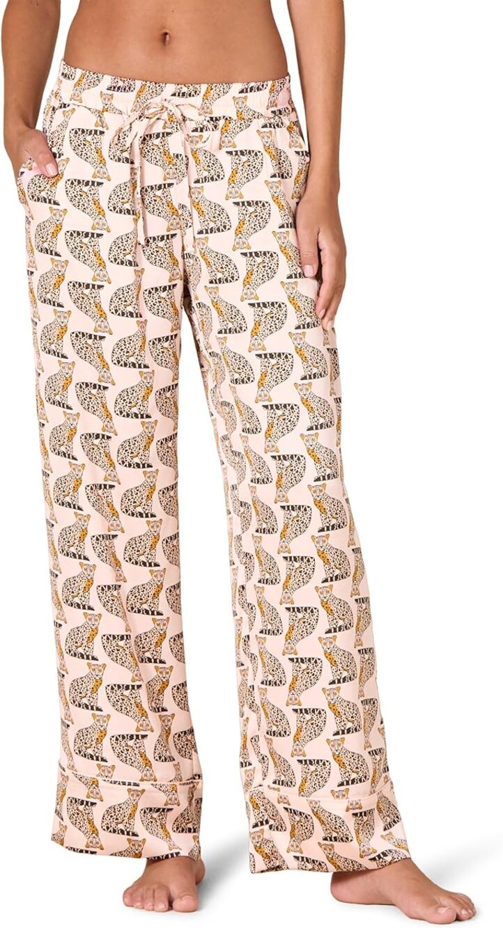 Amazon Essentials Pink Leopard Print Satin Sleep Pajama Pants — Women's Size XL